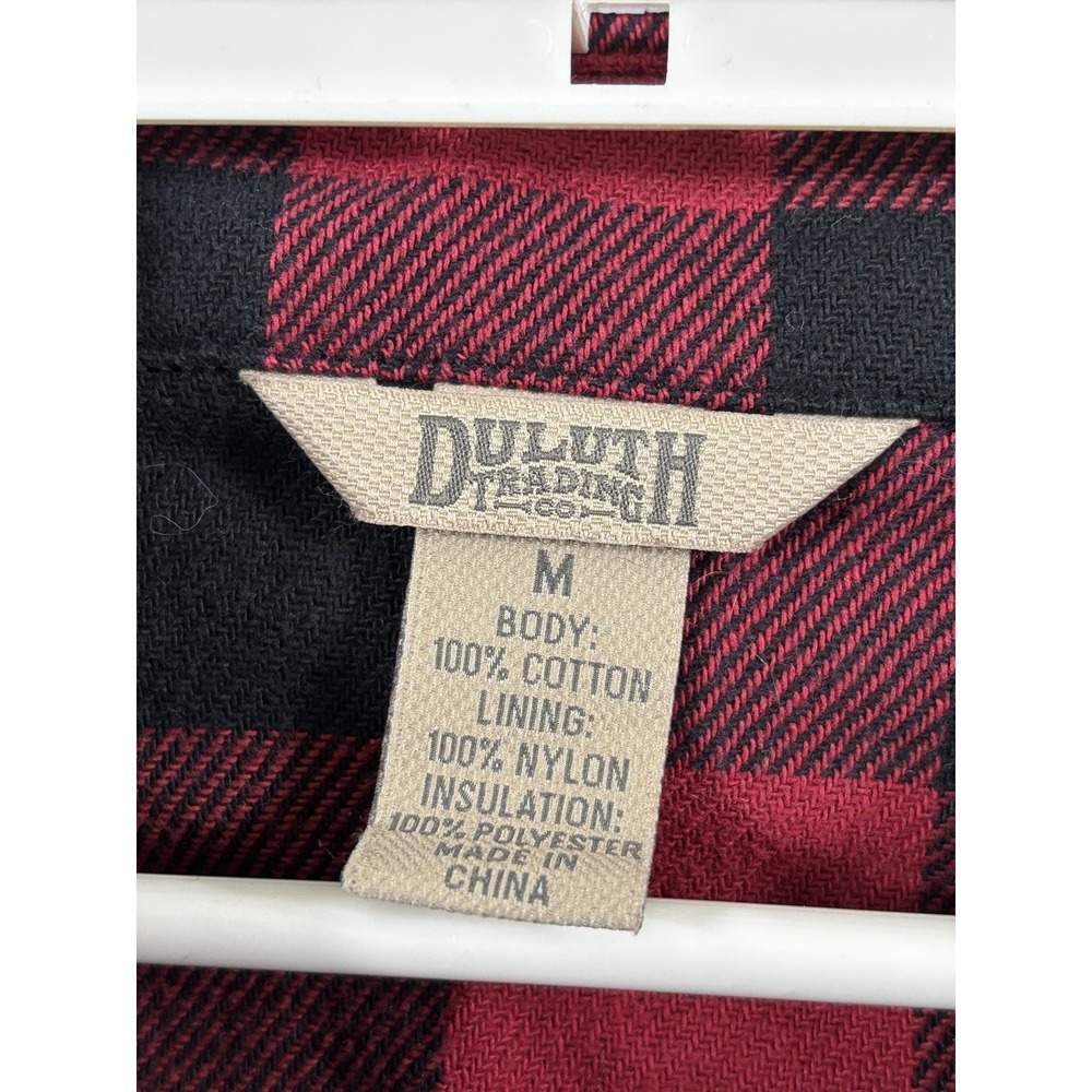 Duluth Trading Co Jacket Womens Medium Red Black Plaid Flannel Quilted‎ Shacket - Picture 3 of 6